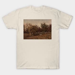 Point Dogs Hunting Oil on Canvas T-Shirt